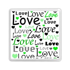 Green  Valentine s Day Pattern Memory Card Reader (square)  by Valentinaart