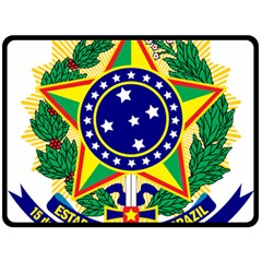 Coat Of Arms Of Brazil Fleece Blanket (large)  by abbeyz71