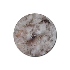 Down Comforter Feathers Goose Duck Feather Photography Rubber Coaster (round)  by yoursparklingshop