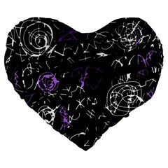 Abstract Mind - Purple Large 19  Premium Flano Heart Shape Cushions by Valentinaart