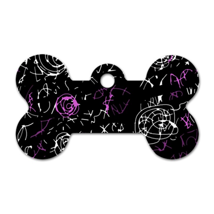 Abstract mind - magenta Dog Tag Bone (One Side)