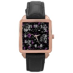 Abstract Mind - Magenta Rose Gold Leather Watch  by Valentinaart