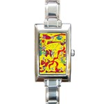 Yellow confusion Rectangle Italian Charm Watch Front