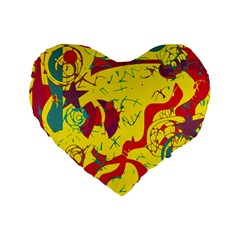 Yellow Confusion Standard 16  Premium Heart Shape Cushions by Valentinaart