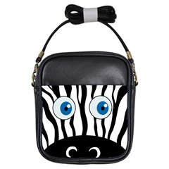 Blue Eye Zebra Girls Sling Bags by Valentinaart