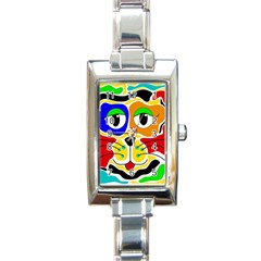 Colorful Cat Rectangle Italian Charm Watch