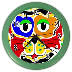 Colorful cat Color Wall Clocks