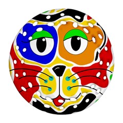 Colorful cat Ornament (Round Filigree) 