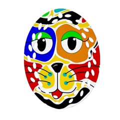 Colorful cat Oval Filigree Ornament (2-Side) 