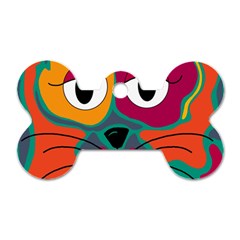 Colorful Cat 2  Dog Tag Bone (one Side) by Valentinaart