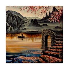 Japanese Lake Of Tranquility Face Towel by ArtByThree