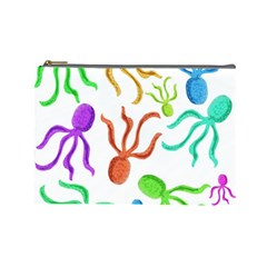 Octopuses Pattern Cosmetic Bag (large)  by Valentinaart