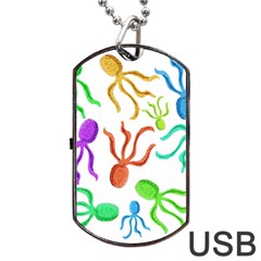 Octopuses Pattern Dog Tag Usb Flash (one Side) by Valentinaart