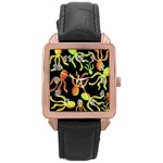 Octopuses pattern 2 Rose Gold Leather Watch  Front