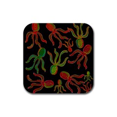 Octopuses Pattern 4 Rubber Square Coaster (4 Pack)  by Valentinaart