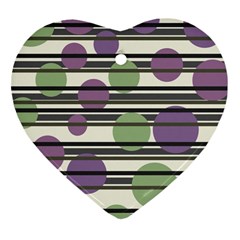 Purple And Green Elegant Pattern Ornament (heart) 