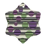 Purple and green elegant pattern Snowflake Ornament (2-Side) Front