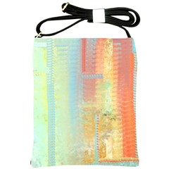 Unique Abstract In Green, Blue, Orange, Gold Shoulder Sling Bags by digitaldivadesigns