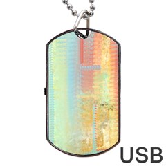 Unique Abstract In Green, Blue, Orange, Gold Dog Tag Usb Flash (one Side) by digitaldivadesigns