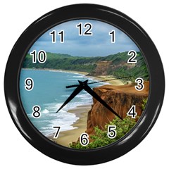 Aerial Seascape Scene Pipa Brazil Wall Clocks (black) by dflcprints