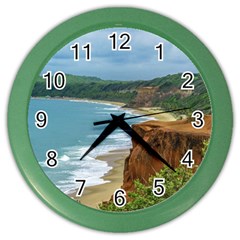 Aerial Seascape Scene Pipa Brazil Color Wall Clocks by dflcprints
