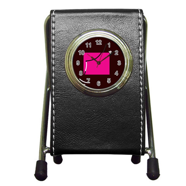 Pink square  Pen Holder Desk Clocks