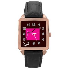 Pink Square  Rose Gold Leather Watch  by Valentinaart