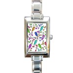 Birds and flowers Rectangle Italian Charm Watch Front