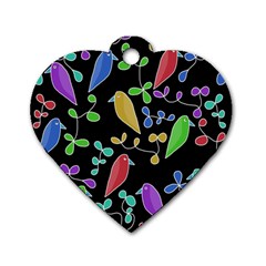 Birds And Flowers 2 Dog Tag Heart (two Sides) by Valentinaart