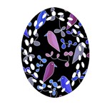 Flowers and birds - blue and purple Ornament (Oval Filigree)  Front