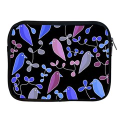 Flowers And Birds - Blue And Purple Apple Ipad 2/3/4 Zipper Cases