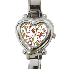 Birds And Flowers 3 Heart Italian Charm Watch