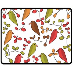 Birds And Flowers 3 Double Sided Fleece Blanket (medium)  by Valentinaart