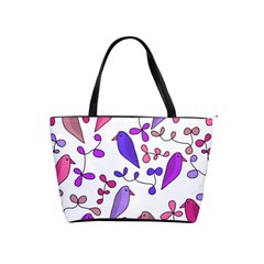 Flowers And Birds Pink Shoulder Handbags by Valentinaart