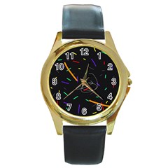 Colorful Beauty Round Gold Metal Watch