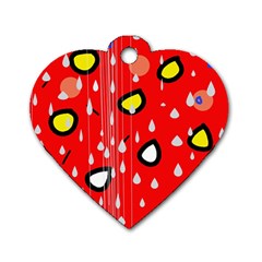 Rainy Day - Red Dog Tag Heart (two Sides) by Moma