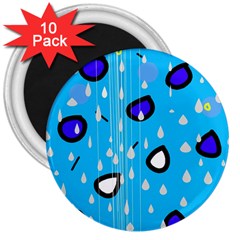 Rainy Day - Blue 3  Magnets (10 Pack)  by Moma