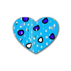 Rainy Day - Blue Heart Coaster (4 Pack)  by Moma