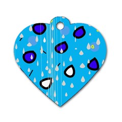 Rainy Day - Blue Dog Tag Heart (one Side) by Moma