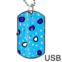 Rainy Day - Blue Dog Tag Usb Flash (one Side) by Moma