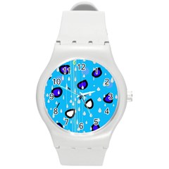 Rainy Day - Blue Round Plastic Sport Watch (m) by Moma