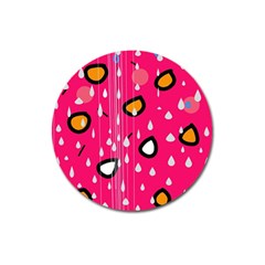 Rainy Day - Pink Magnet 3  (round) by Moma