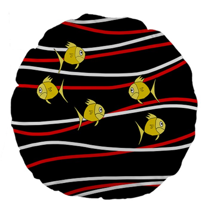 Five yellow fish Large 18  Premium Flano Round Cushions