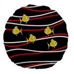 Five yellow fish Large 18  Premium Flano Round Cushions Back