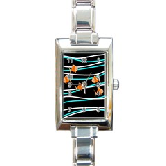 Five Orange Fish Rectangle Italian Charm Watch by Valentinaart