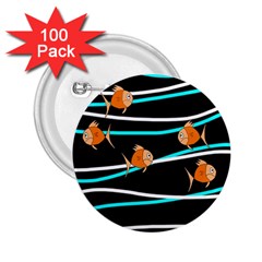 Five Orange Fish 2 25  Buttons (100 Pack)  by Valentinaart