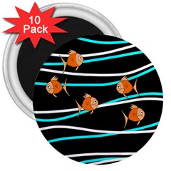 Five Orange Fish 3  Magnets (10 Pack)  by Valentinaart