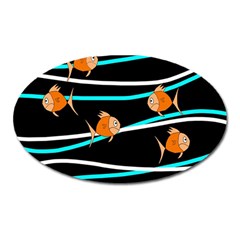 Five Orange Fish Oval Magnet by Valentinaart
