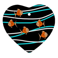 Five Orange Fish Heart Ornament (2 Sides) by Valentinaart