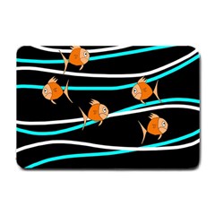 Five Orange Fish Small Doormat  by Valentinaart